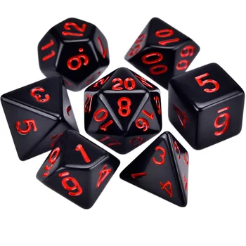 7pcs/daug Juoda Raudona Kauliukai Nustatyti Dukart spalvų Polyhedral Kauliukai D4 D6 D8 D10 D% D12 D20 Žaidimas Kauliukai
