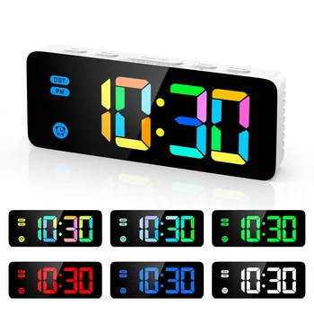 ORIA LED Skaitmeniniai Laikrodžiai RGB žadintuvai Spalvinga Modernus Stalo Laikrodis Su 12/24H Ekranas, Miegamojo Namuose-Geriausia Dovana