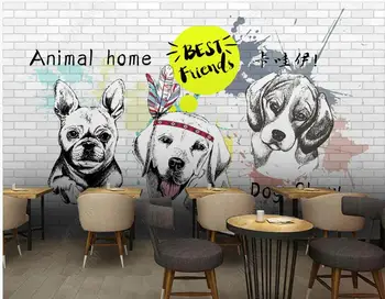 3d tapetai sienos ritininis Plytų sienos, ranka tempti šuo kambarį custom foto tapetai ant sienos 3d namų dekoro