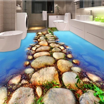 beibehang papel sienos 3D Upės akmens šlaitų grindys vandeniui lipnios 3d freskomis, tapetai, grindų plytelės vonios kambariui