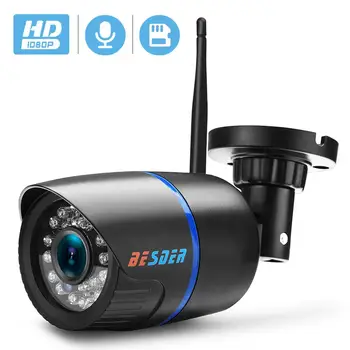 BESDER Garso 1080P Belaidės Ip CCTV Saugumo Kameros Black Waterptoof Onvif Stebėjimo Kamera Su SD Kortelės Lizdas ICSee P2P IPC