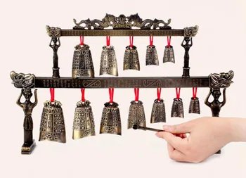 Kinijos Lydinio Žaisti Priemonė Vintage Senoviniai Du Kartus Varpelių Modelis Ornamentu Amatų Retro