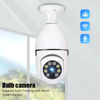 Wifi E27 Lemputė, Stebėjimo Kamera, Naktinio Matymo Full Automatinė Prekyba Žmonėmis Namų Panoraminio Vaizdo Apsaugos Stebėti Kameros
