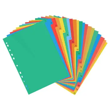 20 lapų A4 Spalvinga Puslapis Klasifikuojamos Lables Plastikiniai Dozatoriais Kortelės popieriaus būtų išvengta lenkimo(Spalvos Atspausdintas Numeris)