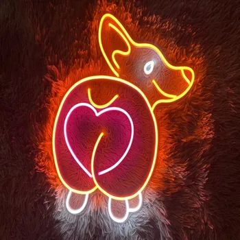 Corgi LED neoninis ženklas,Custom Jūsų Augintiniai Neon Požymiai Led Šviesos Ženklas，Miegamųjų Namo Kambarį 