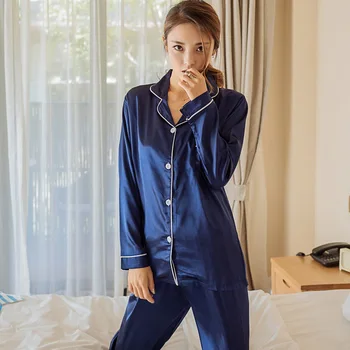 Moterų Šilko Satino Pižama Pižamos Nustatyti Sleepwear Pijama Pižama Kostiumas Moterų Miegoti Šilko, Pavyzdžiui, Namų Drabužių 5XL Didelio Dydžio naktiniai drabužiai
