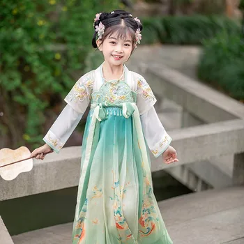 Mergina Senovės Kostiumas Vaikų Rytų Tradicinę Kinų Suknelė Hanfu Pasakų Veiklos Drabužius Cosplay Etape Šokių Suknelė