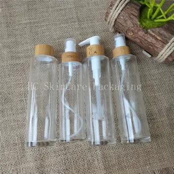 Karšto pardavimo fiksuoto pečių, skaidraus stiklo losjonas butelis su 24/410 bambuko dangtis, o siurblys kosmetikos pakuotės butelį aliejaus