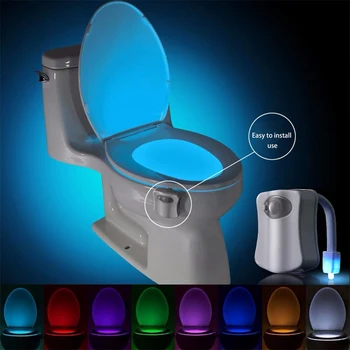 Smart Tualeto Sėdynė Naktį Šviesos PIR Judesio Jutiklis Lempos Vandeniui Apšvietimas unitazo LED Luminaria Lempos WC Tualeto Šviesos