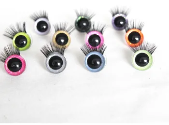 10pairs nauji blizgučiai akių 9mm iki 22 mm apvalus aišku žaislų saugos blizgučiai akis su juodu blakstienų lovelis su handpress plovimo C11