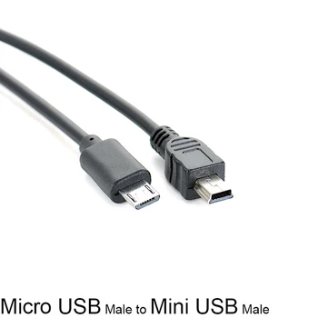 1pc Micro Male USB Į Mini USB Male Duomenų Adapteris Keitiklis, Laidas Laidas Duomenų Kabelis 25cm