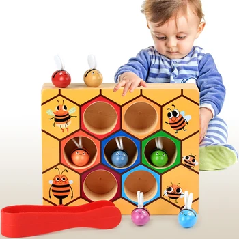 Naujas Medinis Simpatijų Educatinal Žaislai Vaikams Montessori Ankstyvojo Ugdymo Avilys Žaidimas Vaikystės Spalvų Pažinimo Įrašą Mažų Žaislų Bitė