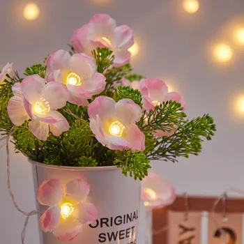 2m LED Rožių ir Vyšnių Žiedų String Žibintai, Baterija Girliandą Dirbtinių Puokščių Putų Pasakų Žibintai Valentino Diena, Vestuvių Dekoravimas