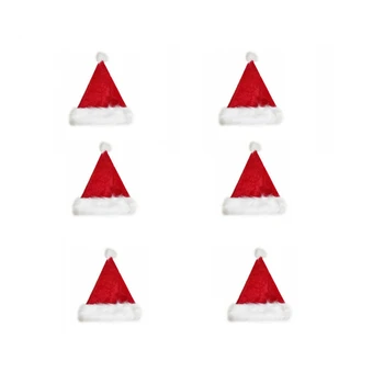 AT69 -6Pcs Pliušinis Kalėdų Skrybėlę Kalėdų Dekoracijas Vaikų Big Vilnos Kalėdų Skrybėlę