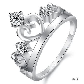 Aukštos kokybės kubinis cirkonis karūna žiedas, Vestuviniai Žiedai moterims