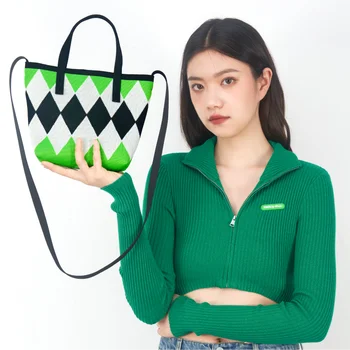 Įprasta Neįprastas Žalia ir Juoda Lingret Cross-body Bag