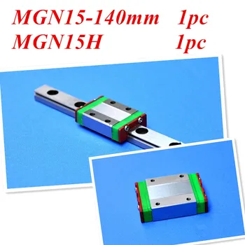 NAUJAS 15mm miniatiūriniai linijinis vadovas MGN15 L= 140mm geležinkelių + MGN15H CNC blokas 3D spausdintuvo dalys XYZ cnc dalys