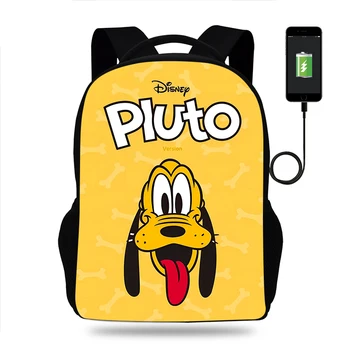 Mados Disney Plutonas Mickey Kuprinė Berniukas Mergaitė Mokyklos Maišą Paauglys USB Įkrovimo Dienos Kelionių Kuprinė Studentų Schoolbags Mochila