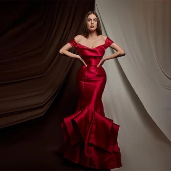 Eightree Vyno Raudona Stebėjimo Rankovių Stebėjimo Vakaro Suknelės Meramaid Ilgai 2022 Oficialų Dubajus Afrikos Šalis Naktį Chalatai Suknelė