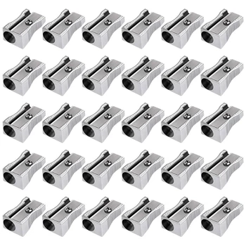 48 Pack Metalo Mini Drožtukai Urmu Nešiojamą Sidabro Vieną Skylę Aliuminio Lydinio Nešiojamą Drožtukas Vadovas Pieštukas