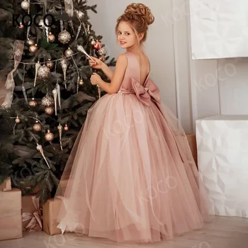 JONANY Puikus Kamuolys Suknelė, Uždusęs Gėlių Mergaitės Suknelė Vestuvių Vaikams Pirmosios Komunijos Suknelę Naujųjų Metų Kalėdų Chalatai