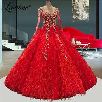 Lowime Plunksnos Ilgai Prabangių Prom Dresses Duobute Kristalai-Line Vakare Chalatai 2022 Couture Perlai Šalis Suknelė Vestuvėms Skraiste