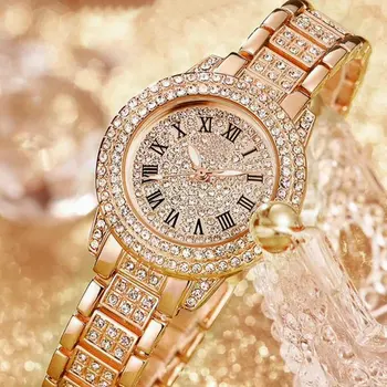 Prabanga Moteris Žiūrėti su Deimantu, Elegantiškas Prekės Kvarco Plieno Apyrankė Laikrodžiai Ponios Cirkonis Kristalų Viršų Mados Laikrodis Laikrodis