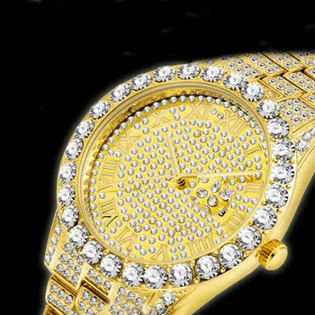 Prabanga Hip-Hop Šalta Out Žiūrėti Aukso Skiedra Deimantų Žiūrėti Viršų Prekės Vyrams Kvarcinis Laikrodis Relogio Masculino Vyrų Laikrodžiai Reloj