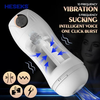 Masturbacija Prietaisą, 5-dažnio Čiulpti 10-dažnio Vibracijos Balso Sąveika Silikono Medžiaga Vienas pelės mygtuku spustelėkite Sprogimo žaislai 18+