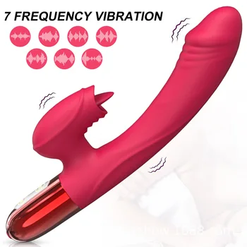 2 IN 1 Šildymo Dildo Vibratorius Klitorio Kalba Lyžis Sekso Tooys Vyrų Varpos Klitorio Stimuliatorius Makštį, G-Spot Sekso Žaislai Moterims