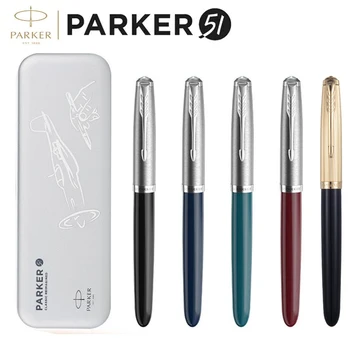 Originali Parker 51 Prabangos Prekės Serija Fontanas Pen Nerūdijančio Plieno/18K Aukso Plunksnų Verslo Biuro Dovana Rašyti Klasikinis Retro Pen