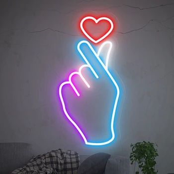 Fingerheart Neoninis Ženklas Užsakymą Led Neon Šviesos Ženklai Miegamųjų Namo Sienos Kabo Dekoro Vertus Širdies Šalies Crazy Neon Naktį Žibintai