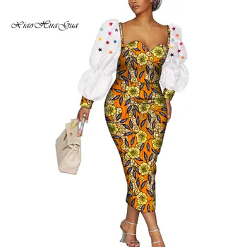 2022 Mados Afrikos Suknelė Moterims Sluoksniuotos ilgomis Rankovėmis Maxi Suknelė Elegantiškas Apdaras Africaine Femme Afrikos Suknelės Moterims WY9987