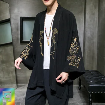 Medvilnės Skalbiniai Kimono Striukės Atidaryti Priekyje Megztinis Vyrams Tai Chi Kungfu Kovos Menų Marškinėliai Kinų Stiliaus Atsitiktinis Treniruotės Tango Marškinėliai