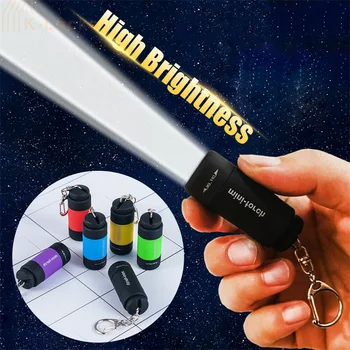 Mini Žibintuvėlis USB Įkrovimo Portable LED Žibintuvėlis Raktų Grandinės Lauke Vandeniui Pėsčiųjų, Kempingas Apšvietimo Žibintai