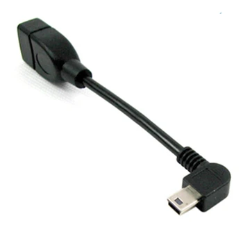USB 2.0 Female USB mini 5pin OTG Kabeliu 5Pin vyrų Dešinę 90 laipsnių kampu Kabelis