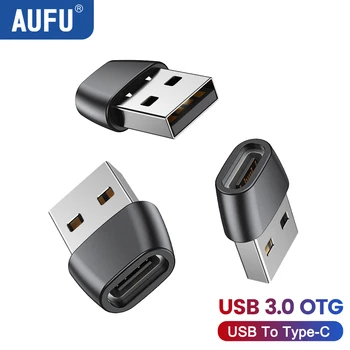 AUFU USB Tipo C OTG Adapterio C Tipo Male Į USB Moterų Konverteris Nešiojamąjį kompiuterį 